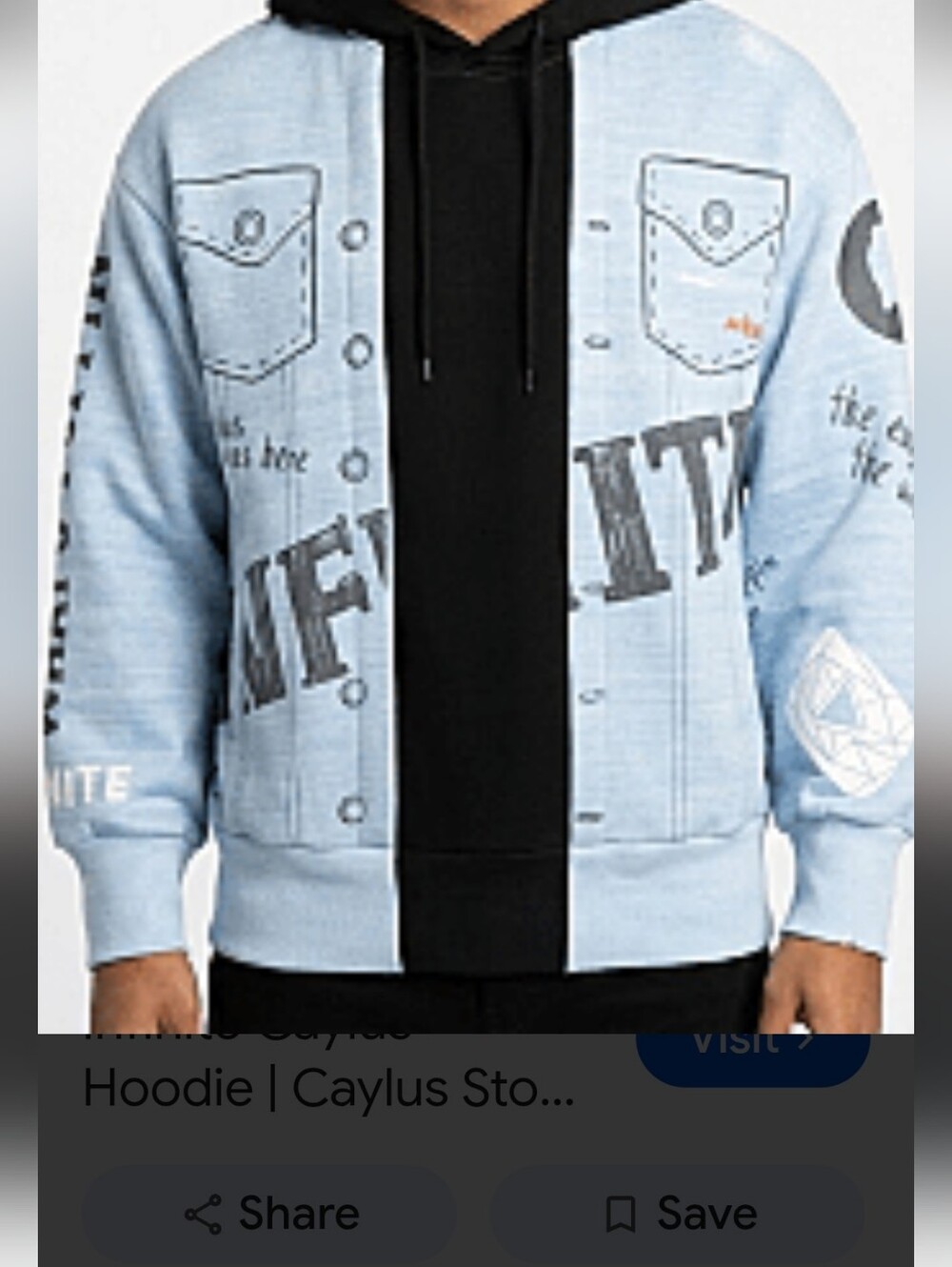 INFINITE hooded sweater pull over hoody cotton blend graphics men coastal blue M